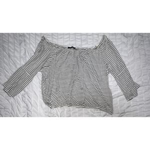 Hippie Chic Women’s Off-the-Shoulder Striped Peasant Top Cropped 3X